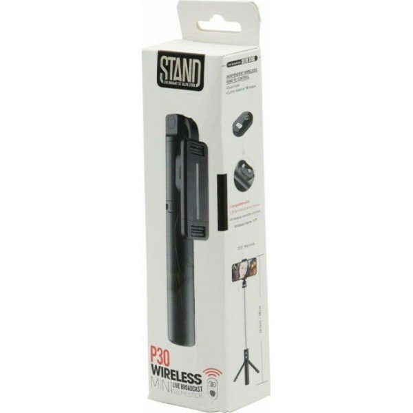 P30 Selfie Stick Τρίποδο Κινητού με Bluetooth Μαύρο